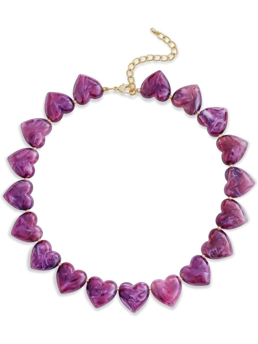 Women's Purple Shell Resin Heart Choker Vintage Chunky Statement Jewelry